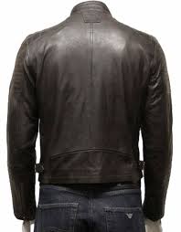 Mens Leather Biker Bomber Jacket Tan