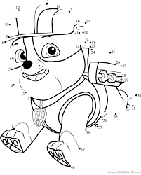 Rubble Dot To Dot Printable Worksheet Connectthedots101 Com Paw Patrol Coloring Paw Patrol Coloring Pages Dot To Dot Puzzles