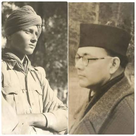 Netaji Subhas Chandra Bose Reviewing the Troops of the Azad Hind Fauj (Indian National Army)— c. 1943–45. After assuming leadership of the Indian National Army (INA) in 1943, Netaji Subhas Chandra Bo