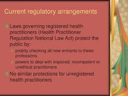 01.08.2018 · legislative change helps keep practitioner regulation up to date. Ppt Options For Regulation Of Unregistered Health Practitioners Powerpoint Presentation Id 5188259