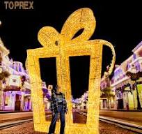 Outdoor 3d Motif Light Large Gift Box Acrylic Led Christmas Decorations
