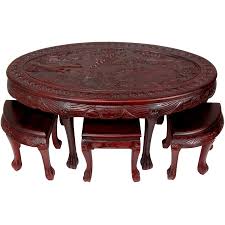 Carved Oval Coffee Table W Stools Orientalfurniture Com It S So Beautiful Enchanting Coffee Table With Stools Oval Coffee Tables Coffee Table
