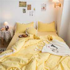 Check out our aesthetic yellow selection for the very best in unique or custom, handmade pieces from our shops. Lemon Yellow Grid Bedding Set Pn2666 Yellow Bedroom Decor Yellow Room Aesthetic Bedroom