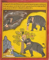 A Bull Elephant Depicted 3 X S Becomes Enraged By The Summer S Heat Crashes Madly Into A Giant Tree Ho Southeast Asian Arts Elephant Drawing Rajasthani Art