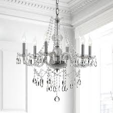 6 Light Crystal Chandelier In Chrome 2251 Destination Lighting