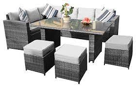 Yakoe Papaver Range Conservatory Rattan Garden Furniture Corner Dining Set With Rain Cover 9 S Rattan Garden Furniture Grey Garden Furniture Corner Dining Set