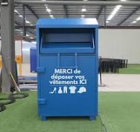 Recycling Station Clothes Donation Bin with Rain Canopy and Night-Use Light  for Safer Deposits