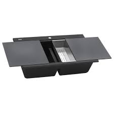 Find the perfect sink for your kitchen. 34 Inch Epigranite Topmount Workstation Ledge Granite Composite Kitchen Sink Midnight Black Ruvati Usa