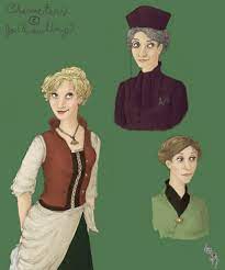 Madame Rosemerta on left, Amelia Bones (top) and Emmeline Vance (bottom  right) | Harry potter art, Harry potter, Bone art
