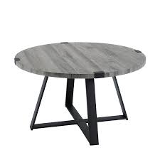 Slate Gray Round Coffee Table Metal Wrap In 2020 Round Coffee Table Modern Round Metal Coffee Table Round Coffee Table