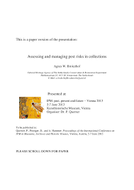 Standard property inspection and timber pest detection report. Pdf Assessing And Managing Pest Risks In Collections Agnes W Brokerhof Academia Edu