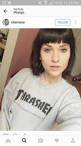 Short Bangs Green Eyes Dark Brown Hair Short Bangs Dark Hair