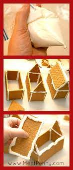 Using Graham Crackers To Build A Gingerbread House Looks Easy Graham Cracker Gingerbread House Christmas Gingerbread House Graham Cracker Gingerbread