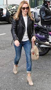 Amanda holden charity skydive leather jacket. Amanda Holden Is Dressed The Part In A Biker Jacket Amanda Holden Rolled Up Jeans Jackets