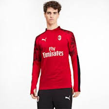 Ac Milan Men S 1 4 Zip Top Tango Red Puma Black In 2020 Mens Tops Long Sleeve Tshirt Men Mens Sweatshirts