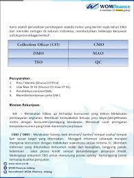 Perempuan 3.freshguard 4.mampu bekerja dalam target. Kesempatan Kerja Di Wom Finance Banyumaskarir Com