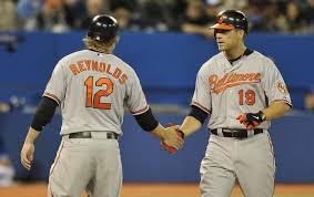 4 14 12 Mark Reynolds And Chris Davis Of The Baltimore Orioles Celebrate A Home Run During Mlb Game Action Against Baltimore Orioles Orioles Toronto Blue Jays