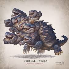 The Turtle Hydra By Justin Gerard The Turtle Hydra Monster Of The Month For July 2019 Traditional Grap Mythical Creatures Art Creature Art Fantasy Monster