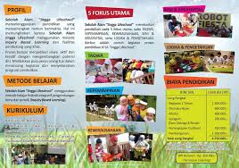 Sekolah yang berciri khas alam ini menunjukan perbedaan dengan sekolah dasar yang lain. Brosur Sekolah Alam Jingga Sekolah Alam Jingga Lifeschool