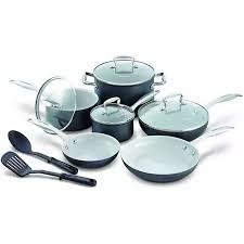 Green Life Ceramic Non Stick Cookware Set 12 Piece Walmart Com Ceramic Cookware Set Ceramic Nonstick Cookware Cookware Set