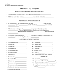 High quality esl lesson plans free samples 26 membership be a better teacher. They Say I Say Worksheet Templates Ap English Language And Composition Printable Pdf Download