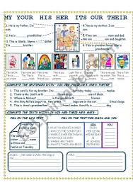 Practice Of My Your His Her Its Our Their Short Forms Of The Personal Pronouns To Be The Exercises And Possessive Adjectives Personal Pronouns Adjectives
