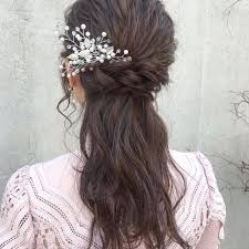 花嫁ヘアはハーフアップでかわいくレングス別きれいめスタイル Trill