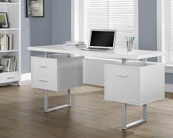Sleek And Contemporary This White Desk Is The Perfect Combination Of Function Durability And Desi Metal Office Desk Modern White Desk White Desk With Drawers
