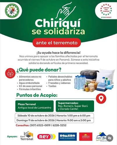 Cámara de Comercio de Chiriquí reactiva el movimiento “Todo Chiriquí” para apoyar a familias afectadas por el terremoto