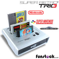 The Super Retro Trio Is Three Video Game Consoles In One A Snes A Nes And A Mega Drive It Work Retro Video Game Gifts Retro Game Systems Retro Video Games