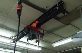 Ceiling Hoist By Quexpress Homemade Electric Ceiling Hoist Fitted To A Length Of Surplus I Beam Setup Utilizes An 880lb Hoist An Garage Hoist Hoist Ceiling