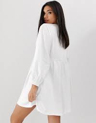 Asos Design Long Sleeve Wrap Front Mini Smock Dress Asos Smock Dress Asos Designs Dresses