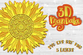Download 3d Sunflower Mandala Layered Svg Papercut Svg Zentangle 632364 3d Printing Design Bundles