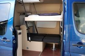 Domo 520 Sprinter Conversion With Both Beds Deployed Sleeping 4 People In A 118 Sprinter Van Campervan Interior Campervan Camper Van