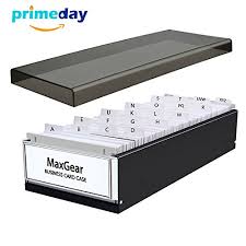 Stepped floor design for easy access. Buy Maxgear Business Card Organizer Business Card File Name Card Case Holder Card Storage Box Organizer Office Business Card Holder Fit Card Size 2 2 X 3 6 Large Capacity For 800 Cards Black Online