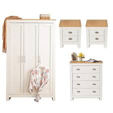 Before buying a bedroom set, make sure you have accurate measurements of your bedroom to ensure that all items in the set will fit. 4 Piece Bedroom Set White And Oak Furniture Maxi