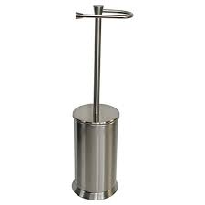 This standing toilet paper holder provides instant storage for 3 rolls of extra toilet paper; 88 Main Canister Freestanding Toilet Tissue Holder With Reserve Brushed Nickel Brickseek