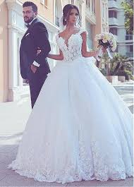 Fantastic Tulle V Neck Neckline Basque Waistline Ball Gown Wedding Dresses With Lace Appliques Wedding Dresses Lace Ball Gown Wedding Dress Bridal Ball Gown