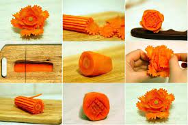 How To Make Beautiful Carrot Flower Step By Step Diy Tutorial Instructions Edible Crafts Food Art Vegetable Design