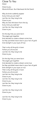 Why do birds suddenly appear. Close To You Lyrics Follow Lyrics