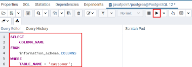 Postgresql Describe Table Javatpoint