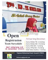 Inilah lowongan kerja guru private mtk terbaru di bukittinggi 2021. Lowongan Kerja Guru Tk Guru Sd Guru Kaba Bukittinggi Facebook
