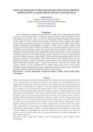 Nov 02, 2016 · isi 5 : Pdf Inovasi Kebijakan Organisasi Sektor Publik Menuju Terwujudnya Good Public Policy Governance