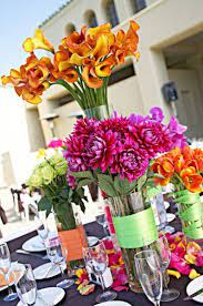 Wedding Reception Orange Wedding Flowers Purple Centerpieces Purple Wedding Flowers