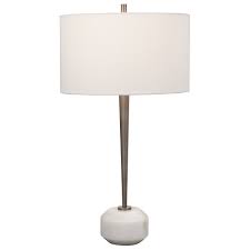The round hardback drum shade is a taupe bronze linen fabric with natural slubbing. Uttermost Table Lamps 28392 1 White Crackle Table Lamp Lucas Furniture Mattress Table Lamps