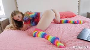 Mind blowing pink lingerie on the road teen