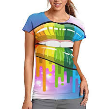 Women Lesbian Rainbow Lips Classic 3d Creative Print T Shirt
