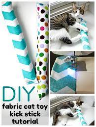 Do Your Cats Love To Play This Diy Cat Toy Fabric Kick Stick Is An Easy Project That Your Cats Will Love To Diy Cat Toys Diy Cat Toys Easy
