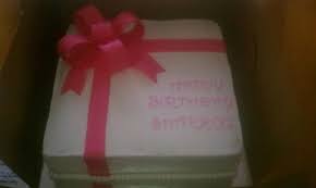 Square Birthday Cake With Pink Fondant Bow Square Birthday Cake Different Cakes Fondant Bow