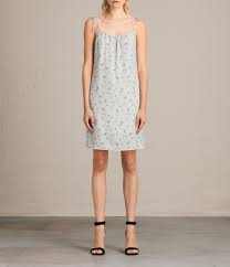 Allsaints Eu Womens Mika Sommer Dress Soap Grey Womens Dresses Casual Formal Dresses Casual Dresses